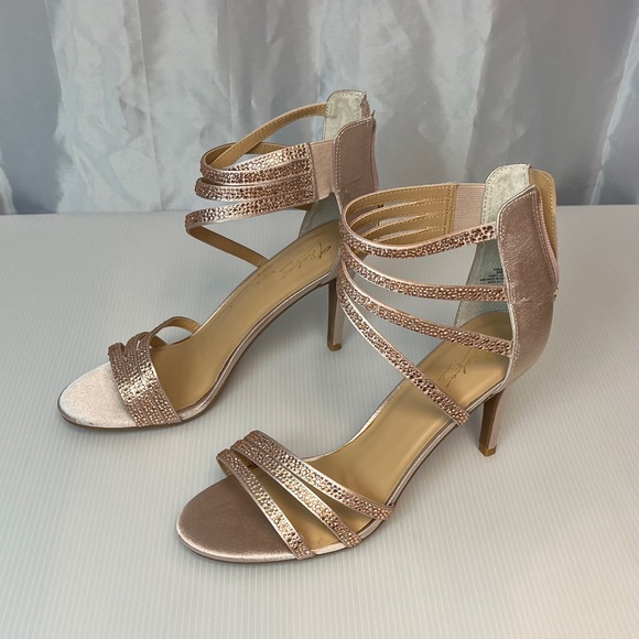 Thalia Sodi Shoes - Elegant Strappy Rose Gold Heels v2260
